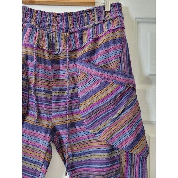 Free People Sweet Escape pants in purple blue combo stripe size S NWT - Picture 7 of 10
